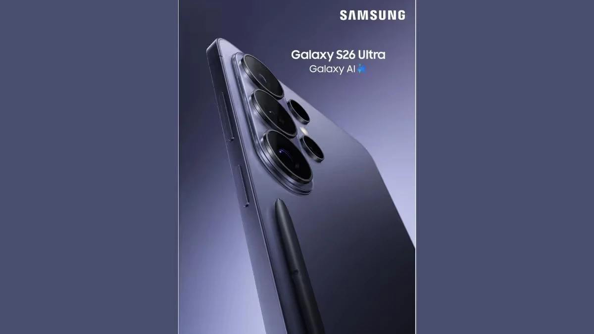Samsung Galaxy S26 Ultra Leak: Redesigned Camera Island and Stunning Cobalt Violet Colourway Spotted in Official Poster